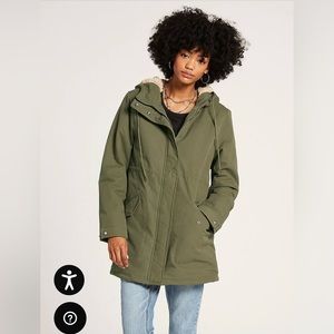 New XS Volcom Army Green 5K Parka Jacket